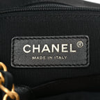 Suede Shiny Lambskin Quilted Large Shopping Bag Beige Black
