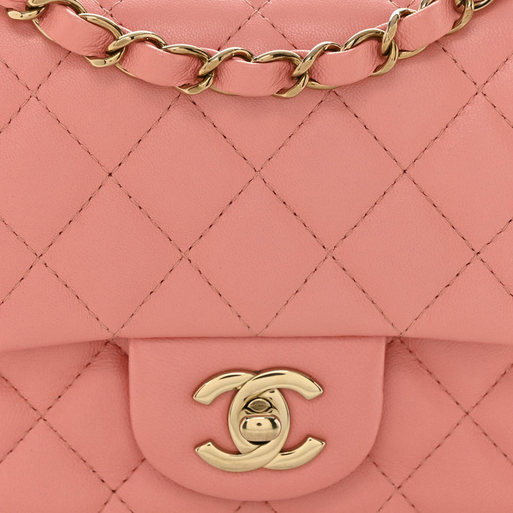 Lambskin Quilted Mini Square Flap Pink