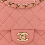 Lambskin Quilted Mini Square Flap Pink