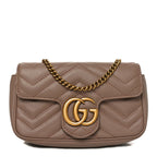 Calfskin Matelasse Super Mini GG Marmont Shoulder Bag Porcelain Rose