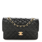 Caviar Quilted Small Double Flap Black