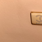 Caviar Quilted Medium Double Flap Beige