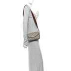 GG Supreme Monogram Textured Dollar Calfskin Web Mini Ophidia Envelope Shoulder Bag Beige Ebony