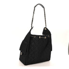 Denim Quilted Medium Chanel 25 Handbag Dark Blue