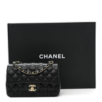Lambskin Quilted Mini Rectangular Flap Black