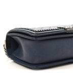 Calfskin Quilted Medium Top Handle Boy Flap Blue