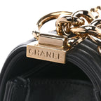 Calfskin Braided Medium Boy Flap Black