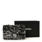 Sequin Camellia Small Single Flap Silver Black