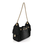 Washed Denim Quilted Mini Chanel 25 Handbag Black