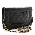 Caviar Quilted Wallet on Chain WOC Black