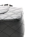 Caviar Quilted Medium Double Flap Black