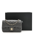 Lambskin Quilted Mini Rectangular Flap Dark Grey