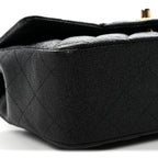 Caviar Quilted Mini Top Handle Rectangular Flap Black