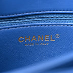 Lambskin Chevron Quilted Medium Trendy CC Dual Handle Flap Bag Blue