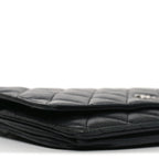 Lambskin Quilted Wallet On Chain WOC Black
