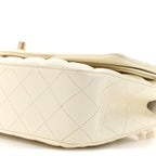 Caviar Quilted Medium Double Flap White