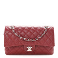 Caviar Quilted Medium Double Flap Burgundy