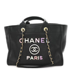 Calfskin Medium Deauville Tote Black Multicolor