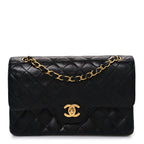 Lambskin Quilted Small Double Flap Black