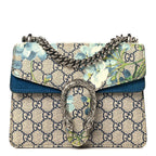 GG Supreme Monogram Blooms Mini Dionysus Shoulder Bag Beige Navy Vintage Blue