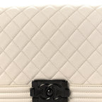 Calfskin Quilted Medium Boy Flap White