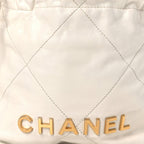 Shiny Calfskin Quilted Mini Chanel 22 White