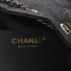 Denim Quilted Mini Chanel 25 Handbag Dark Blue