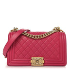 Lambskin Quilted Medium Boy Flap Fuchsia