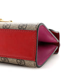 GG Supreme Monogram Calfskin Small Padlock Shoulder Bag Beige Hibiscus Red New Rosette