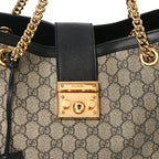 GG Supreme Monogram Medium Padlock Tote Black