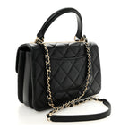 Lambskin Quilted Small Trendy CC Dual Handle Flap Bag Black