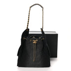 Washed Denim Quilted Medium Chanel 25 Handbag Black