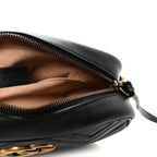 Calfskin Matelasse Small GG Marmont Chain Shoulder Bag Black