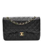 Caviar Quilted Jumbo Double Flap Black