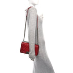 Caviar Quilted Medium Boy Flap Dark Red