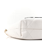 Shiny Calfskin Quilted Mini Chanel 22 White Black
