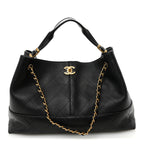 Calfskin Quilted Large Coco Base Shopping Bag Black