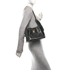 Shiny Crumpled Calfskin Quilted Small Chanel 25 Handbag Black