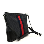 Soft GG Supreme Monogram Appia Calfskin Web East West Messenger Bag Black Grey