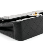 Lambskin Quilted Medium Double Flap Black