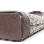 GG Supreme Monogram Textured Calfskin Web Small Ophidia Shoulder Tote Bag Beige Ebony New Acero