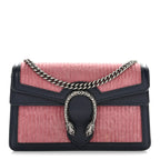 Lanzo Stretch Cord Azalea Calfskin Super Mini Dionysus Shoulder Bag Pink Blue