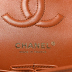 Caviar Quilted Small Double Flap Light Brown