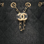 Washed Denim Quilted Mini Chanel 25 Handbag Black
