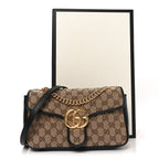 Monogram Matelasse Diagonal Small GG Marmont Shoulder Bag Beige Black