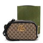 Monogram Matelasse Diagonal Small GG Marmont Chain Shoulder Bag Beige Black