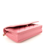 Caviar Quilted Wallet on Chain WOC Pink