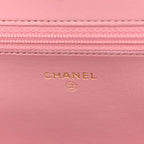 Metallic Lambskin Quilted Boy Wallet On Chain WOC Pink