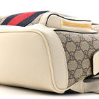 GG Supreme Monogram Textured Calfskin Web Small Ophidia Day Backpack Beige Ebony Mystic White