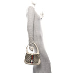 GG Supreme Monogram Azalea Calfskin Web Small Jackie 1961 Hobo Beige Ebony Mystic White